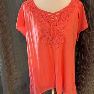 New York Laundry Coral Lace Detail Blouse